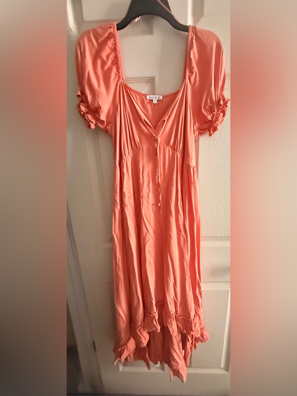 Patrons of Peace Coral High/Low Dress with Tie Front